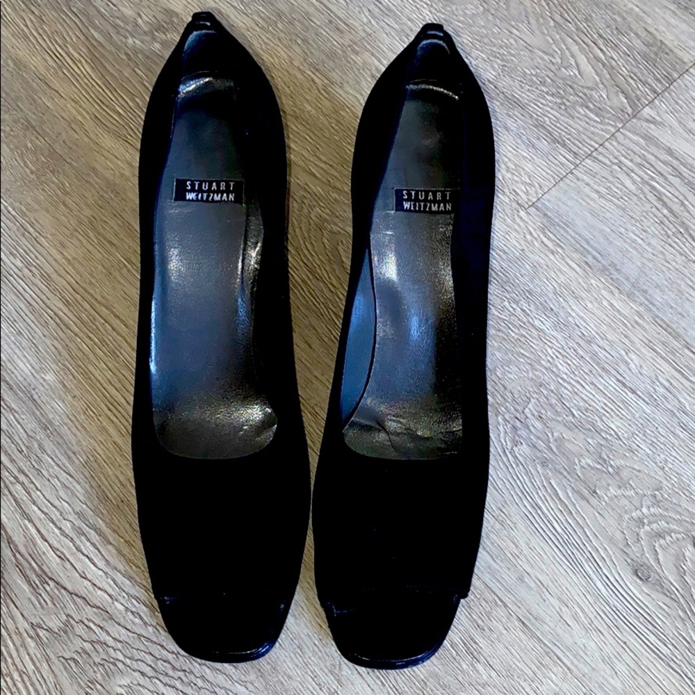 Stuart Weitzman black open toe heels size 8.5